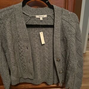 Madewell Heather Gray Cable Knit Cardigan
